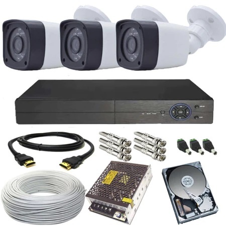 Kit 3 Câmeras de Segurança Cftv Completo Acesso Celular Gravador Dvr 4 canais