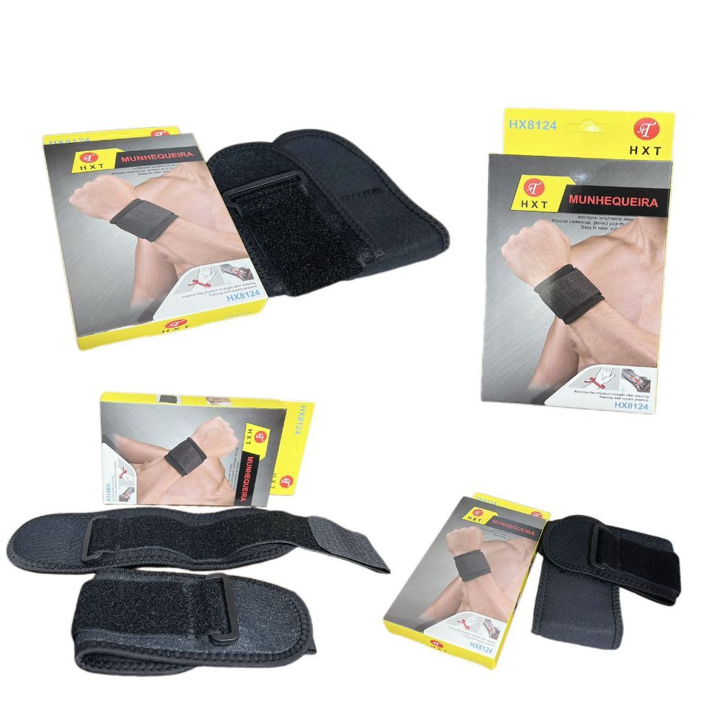 Par de Munhequeira Ajustável com Velcro Suporte para Punho Academia Musculação Esportes 8124