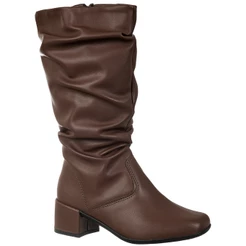 Bota Feminina Infantil GiGiL TeeN Bico Fino Menina Saltinho Cano Longo Enrugado Slouch Confortável Moda HOLLY