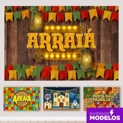 Painel Festa Junina Retangular Decoração São João Arraiá Horizontal Sublimado Em Tecido