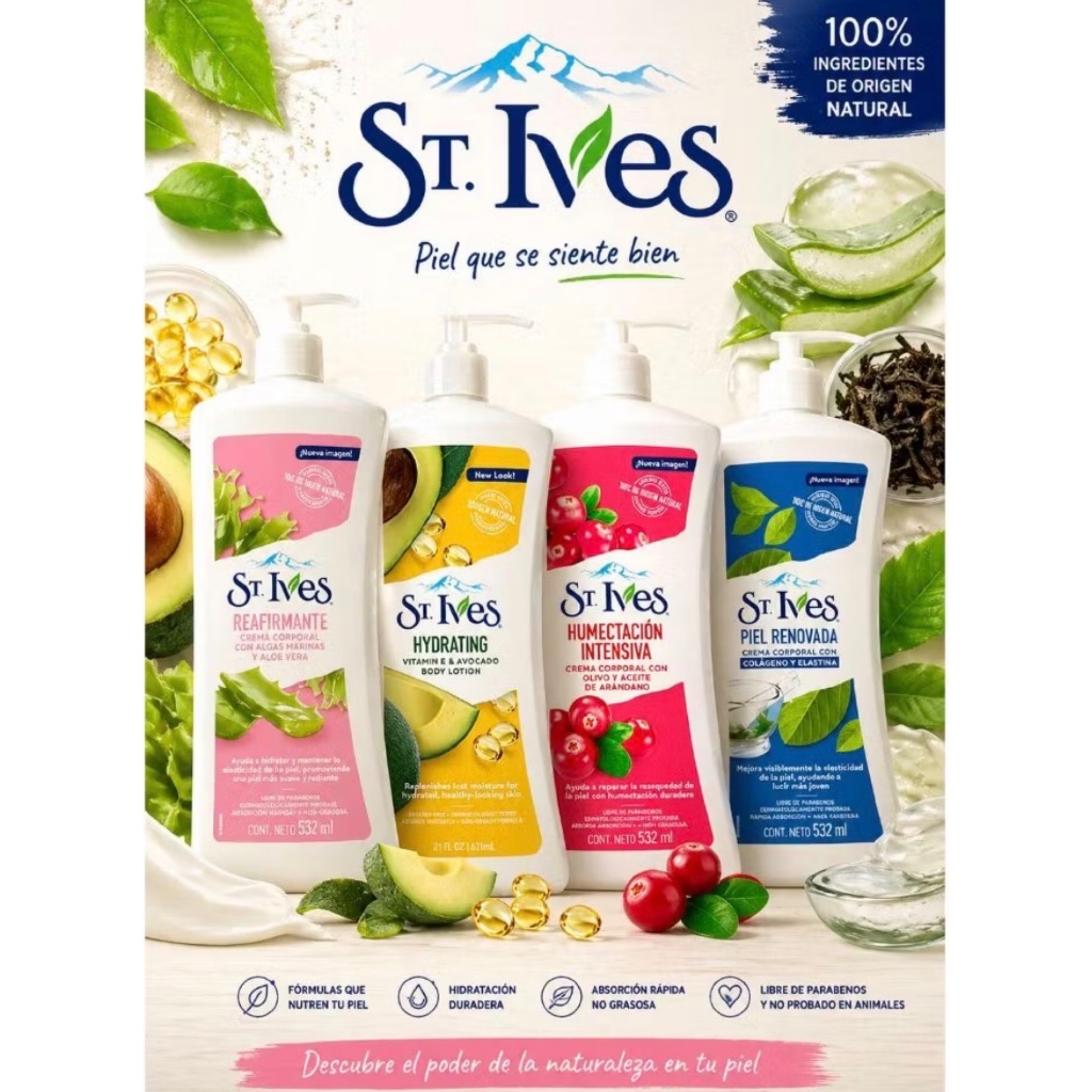 Loção Corporal St. Ives com Colágeno e Elastina 532ml - Hidratação e Elasticidade