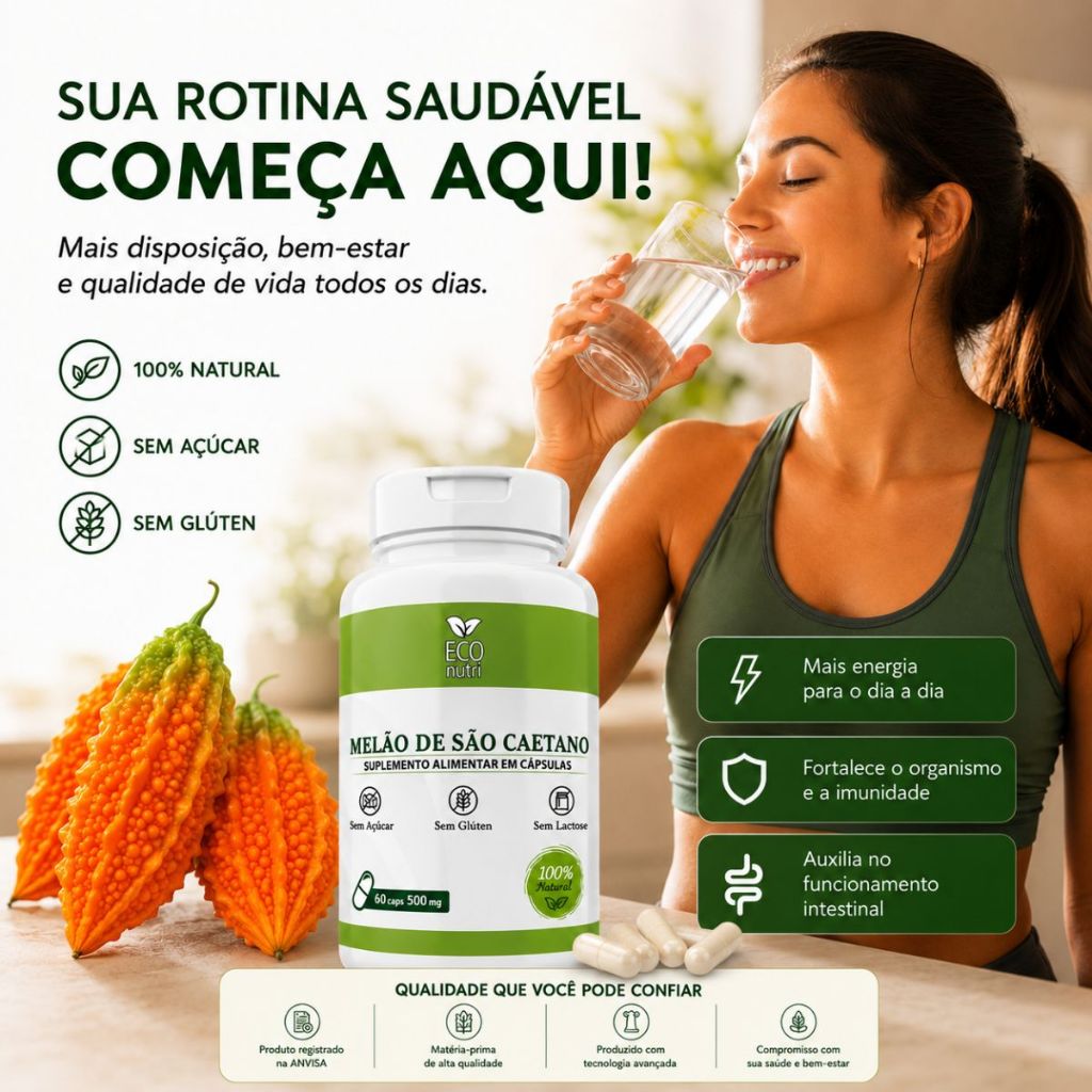 Suplemento Melão São Caetano 500mg 60 Cápsulas  Eco Nutri
