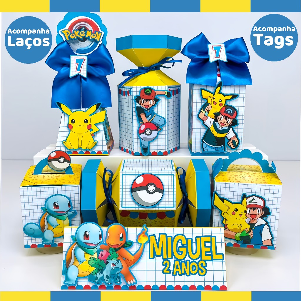 kit festa de aniversário Pokemon aniversário lembrancinha caixinha personalizada