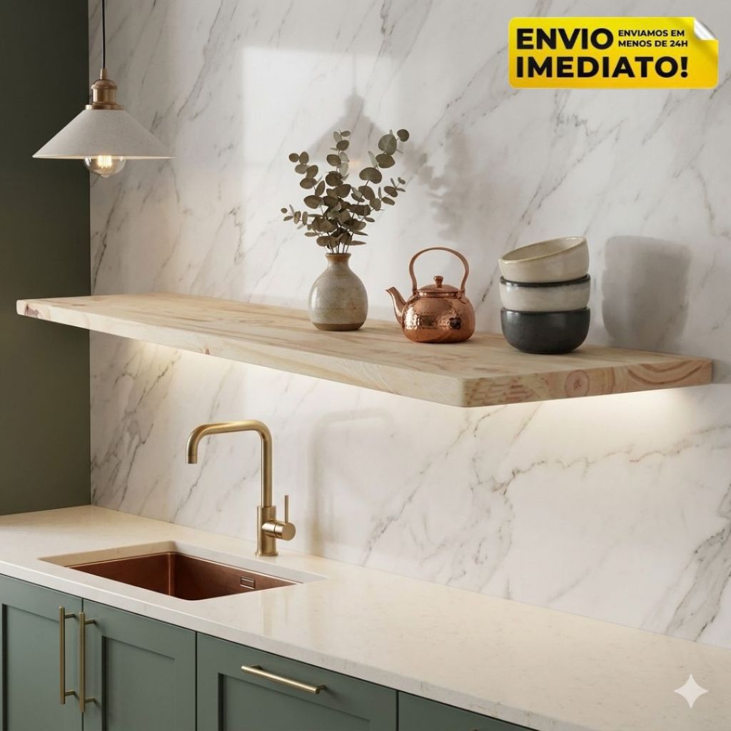 Prateleira de Madeira Pinus 50x20cm Tábua Natural Estante para Decoração Marcenaria e Projetos