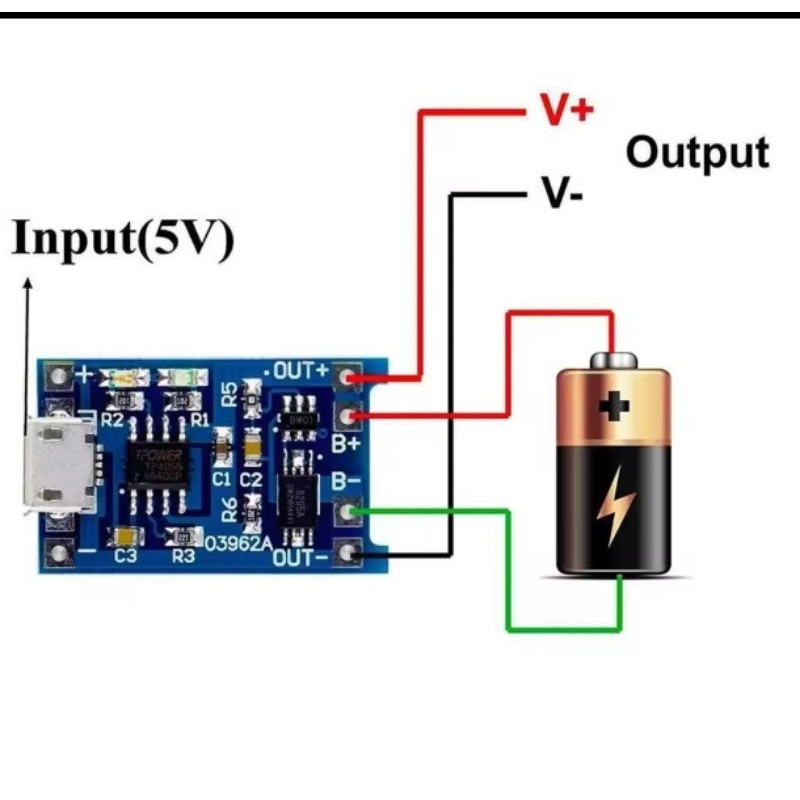 MÓDULO CARREGDOR TP4056 MICRO USB COM PROTEÇÃO/CARREGADOR DE BATERIA LÍTIO 3.7V KIT