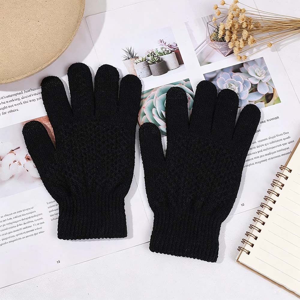 Luvas de Lã Preta Unissex 1/2/3 Peças - Super Quentes para Inverno e Dias Frios