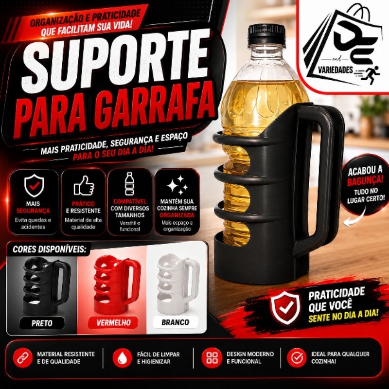Suporte para Garrafa de Óleo com Alça – Praticidade e Segurança na Cozinha