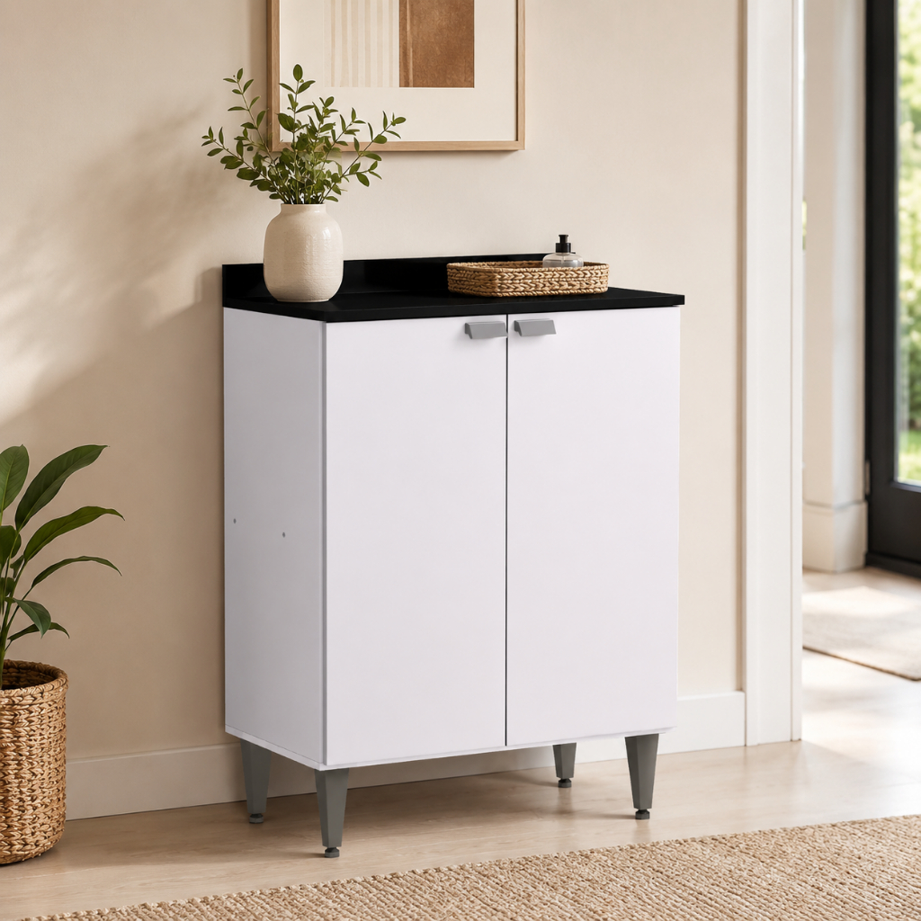 Armário Gabinete Balcão 2 Porta Compacto Organizador Multiuso Luxo Área De Serviço Cozinha Promoção