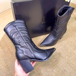 Bota Feminina Vizzano Cowgirl Texana Boiadeira Salto bloco Confortável Acolchoada Inverno