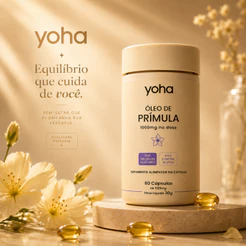 Óleo De Prímula 1000mg Yoha 60 Cápsulas Softgel Ômega 6 GLA Sem Glúten Sem Açúcar Premium Camila Loures