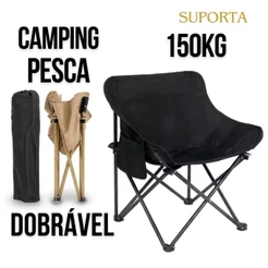 Cadeira Dobrável para Pesca e Camping Com Bolso Lateral Suporta até 150kg (Mod Lua)