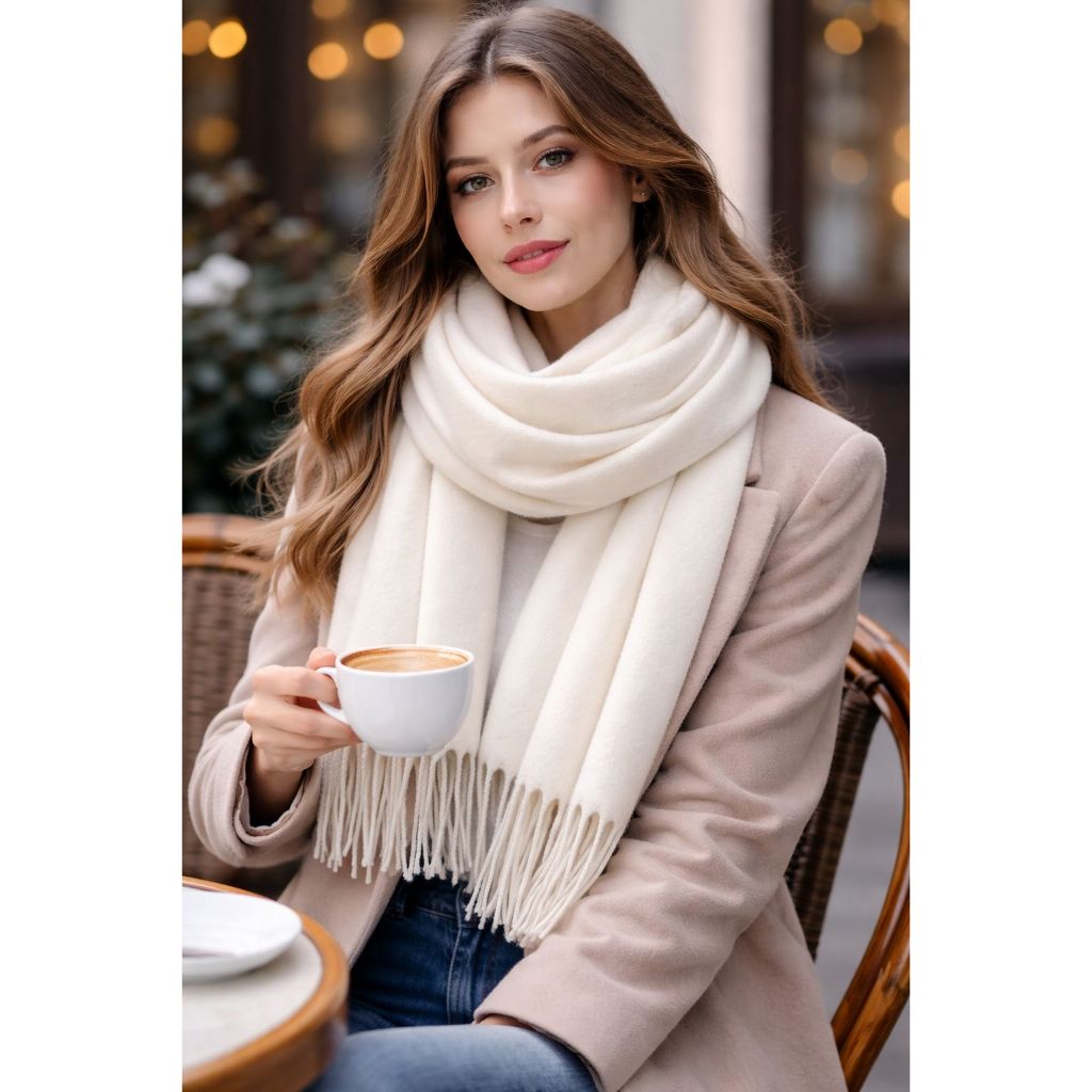 CACHECOL LENÇO PASHMINA LISA COM FRANJAS UNISEX MASCULINO E FEMININO INVERNO FRIO MODA