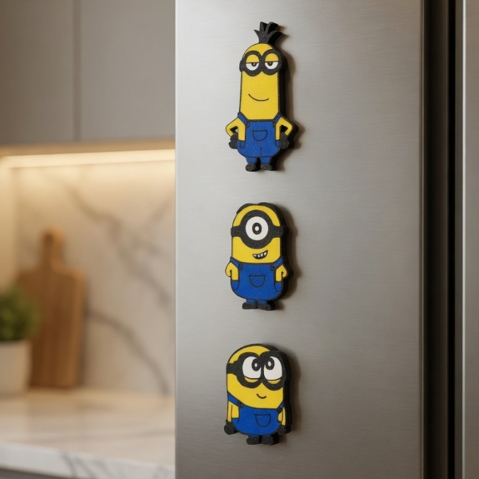 Kit 3 Ímãs Minions Geladeira Decorativo Magnético Impressão 3D Colecionável Geek