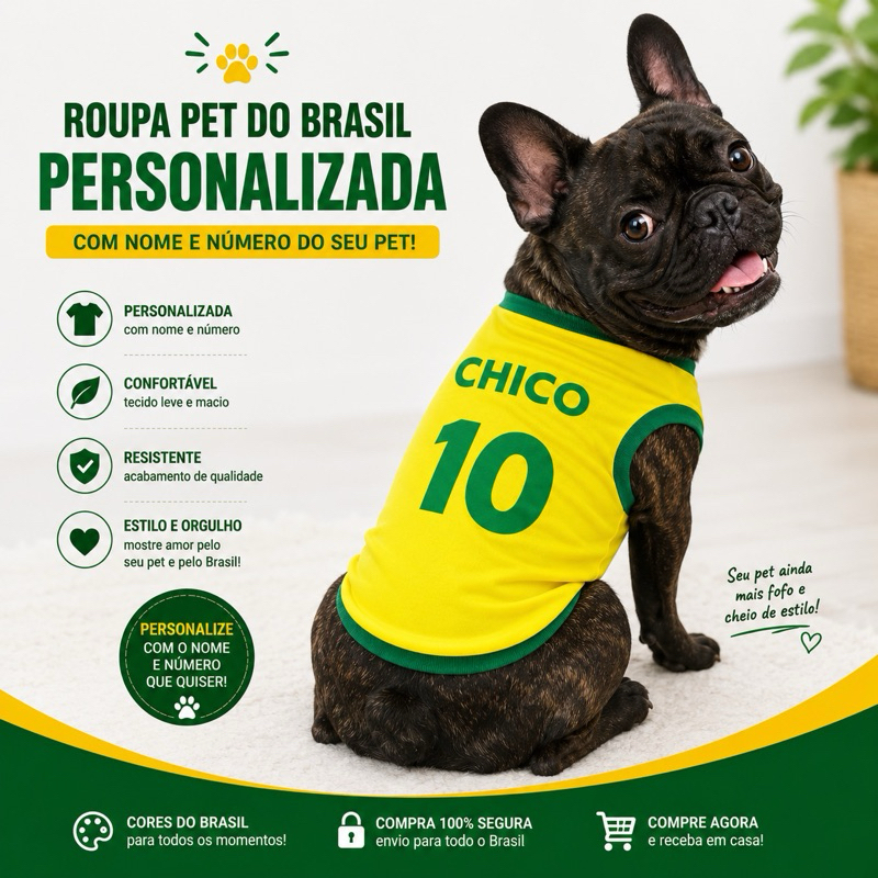 Roupa Brasil Pet Personalizada Blusa