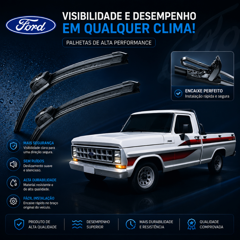 Par Limpador Para-brisa Dianteiro Palheta Do Ford F1000 F4000 De Silicone 1992-1998