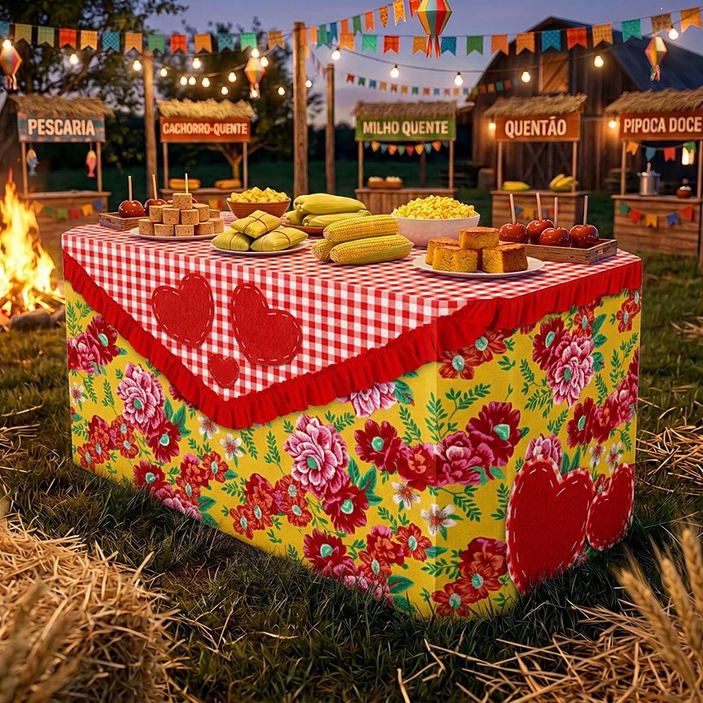 Capa De Mesa Festa Junina Em Tecido Sublimado Decorativas Veste Fácil – MSA-138