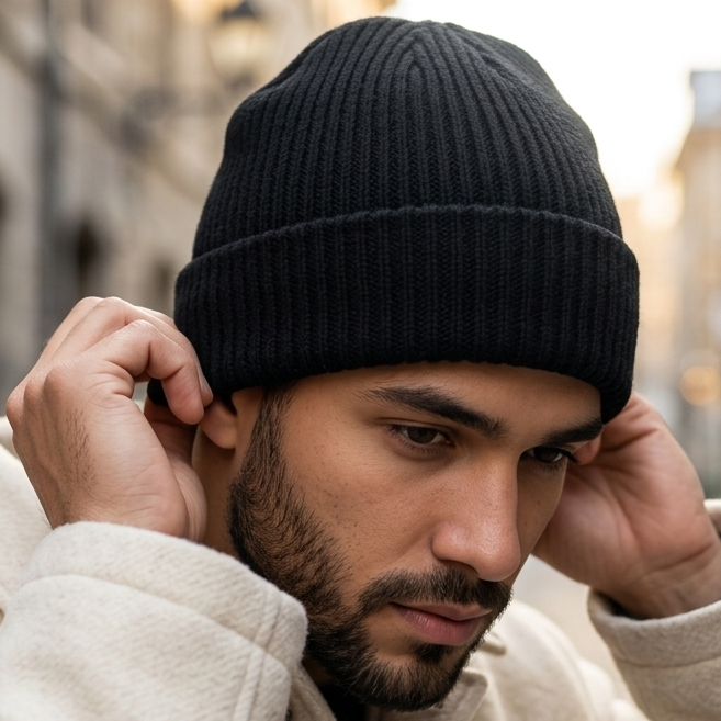 Gorro Touca De Frio Preto Para Adulto - Unissex Tricô Quente Macio Casual Moda Inverno Conforto