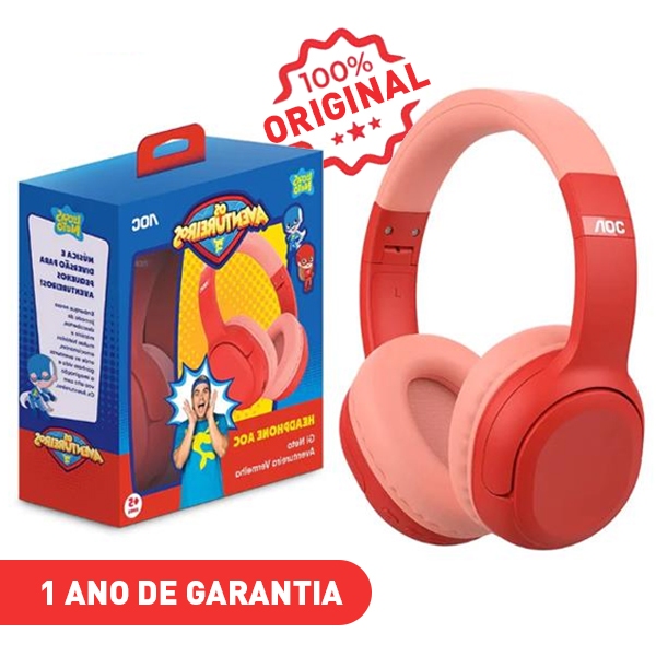 Headset Infantil AOC Gi Neto Aventureira Bluetooth Vermelho