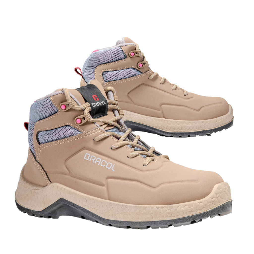 Bota Botina Segurança Ocupacional Bracol BHPM Feminina Bico PVC Amarrar - PFL