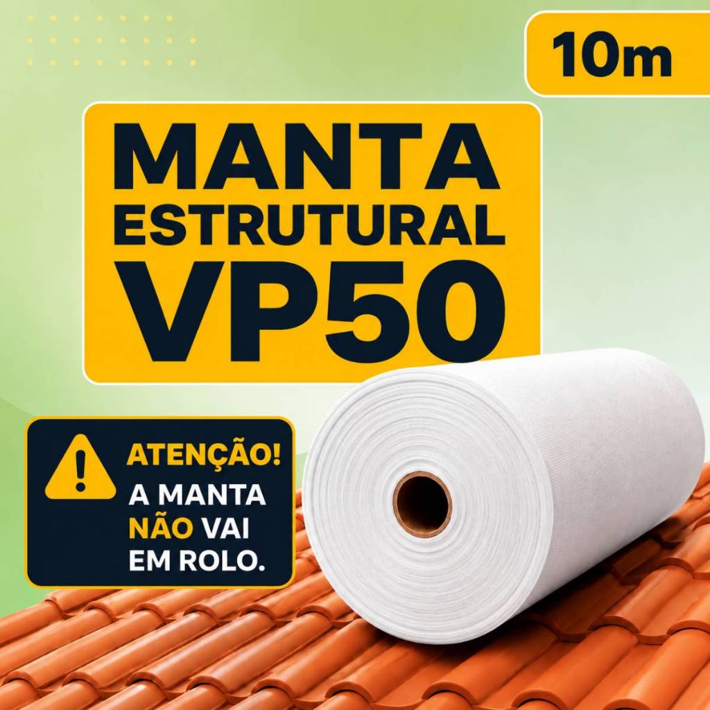 Manta Tipo Bidim Vp50 10mt Controle Térmico Impermeabiliza Telhados Lajes Telhas