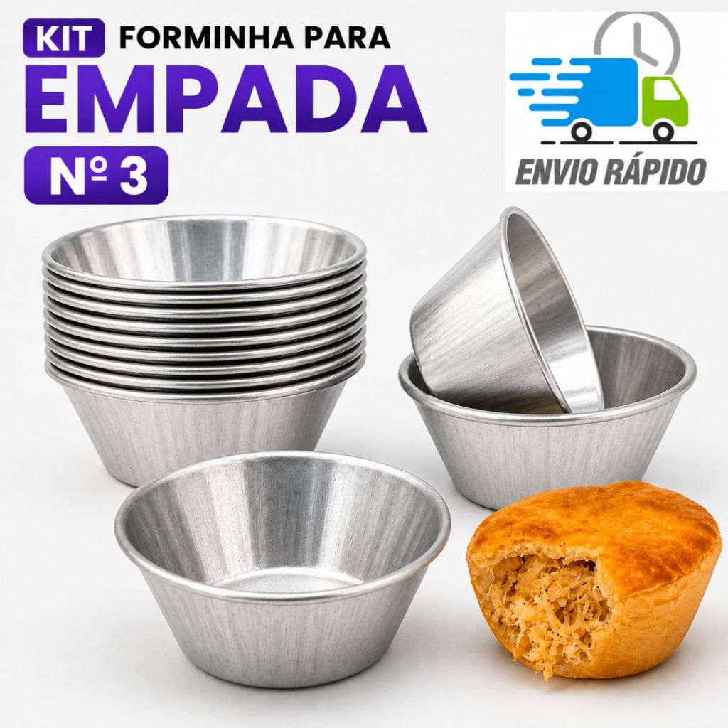 Kit Forminha Empada N3 Lisa Flandres Mini Empadas Festa Produção Profissional