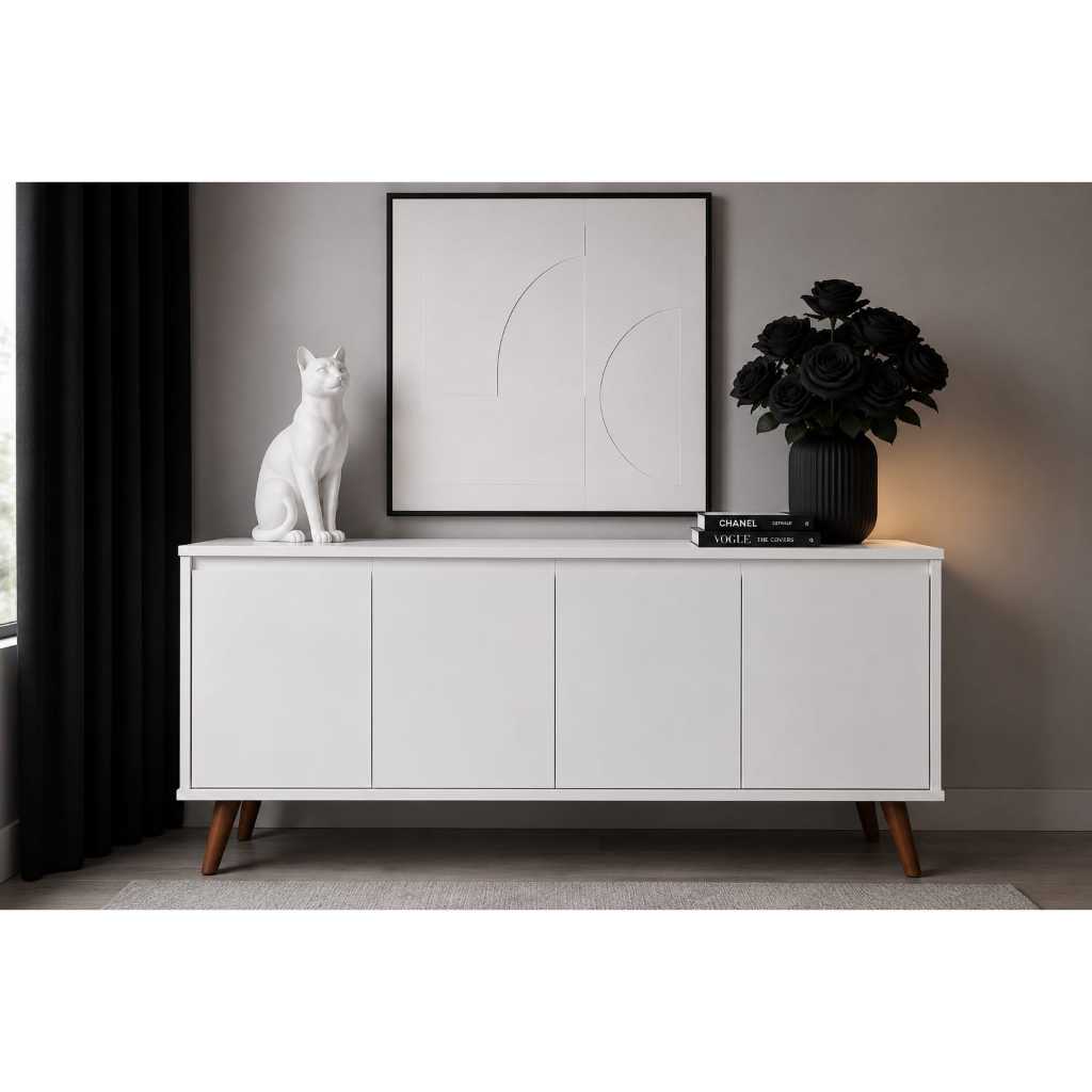 🛍️ Lançamento Aparador Buffet 1,20cm Com 4 Portas Organizador Cozinha Sala Alice