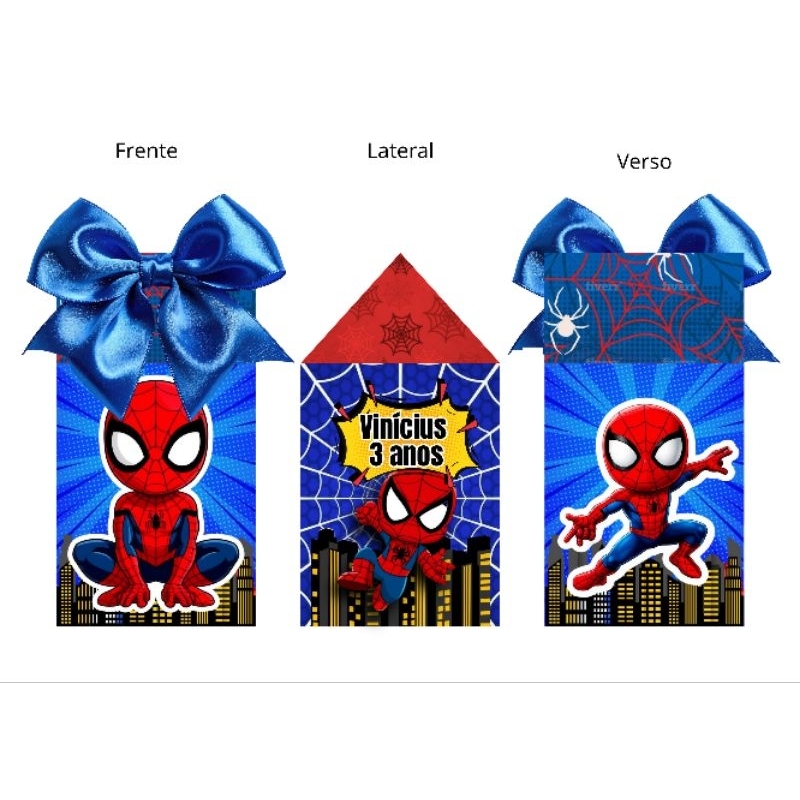 Kit Pegue e Monte Homem Aranha, lembrancinha personalizada  com nome e idade tema Homem Aranha, caixa Milk