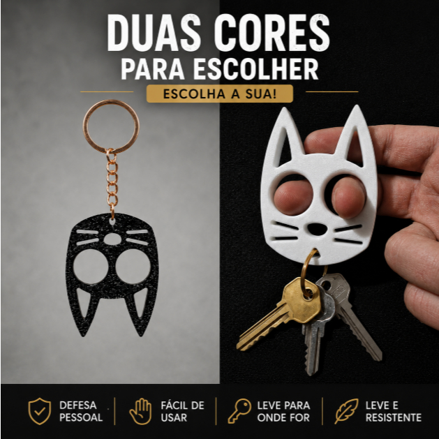 Chaveiro Gato Vazado Multifuncional 🐱 Estilo Geek e Resistente