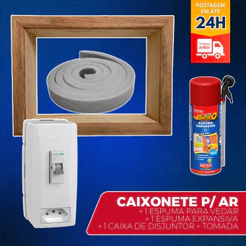 Kit Caixa Caixonete Caixilho Madeira Lei Ar Condicionado Com Disjuntor Espuma Expansiva
