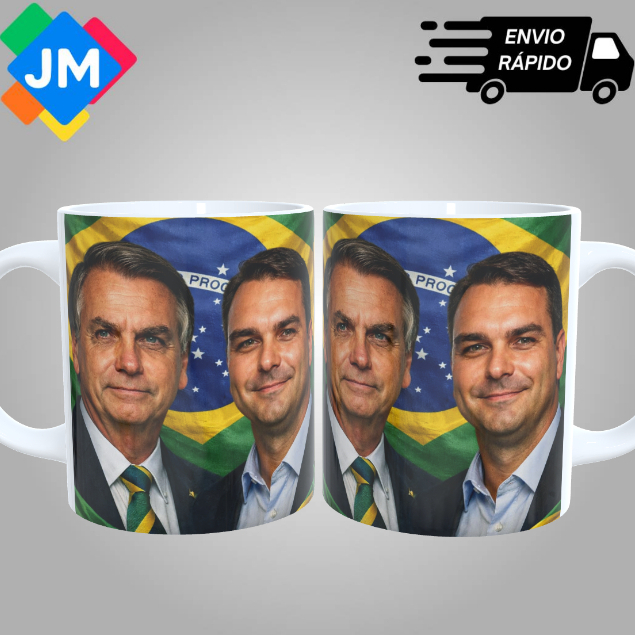 Caneca Personalizada Flavio Bolsonaro e Jair Bolsonaro