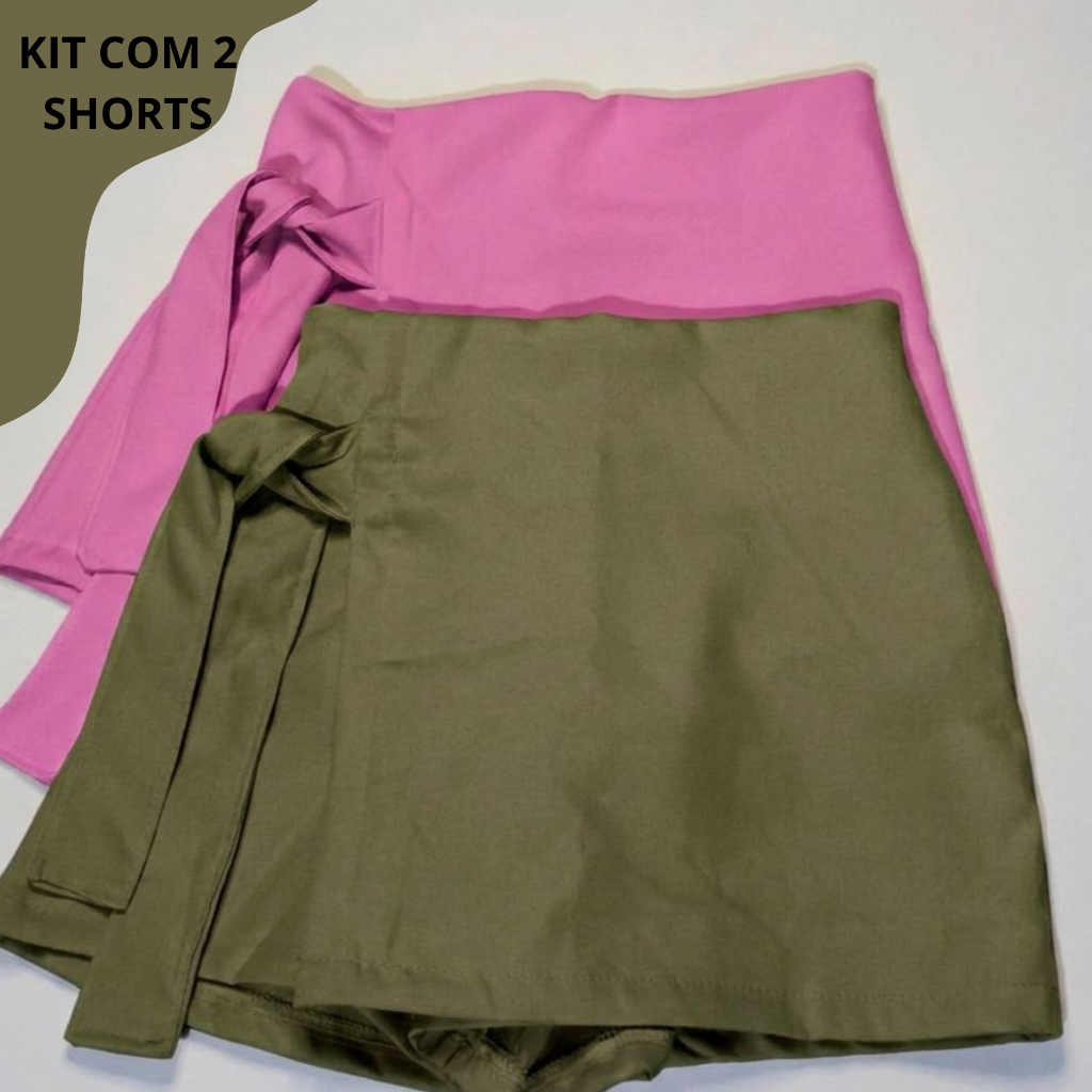 Kit infantil menina com 2 short saia de amarração moda blogueirinha