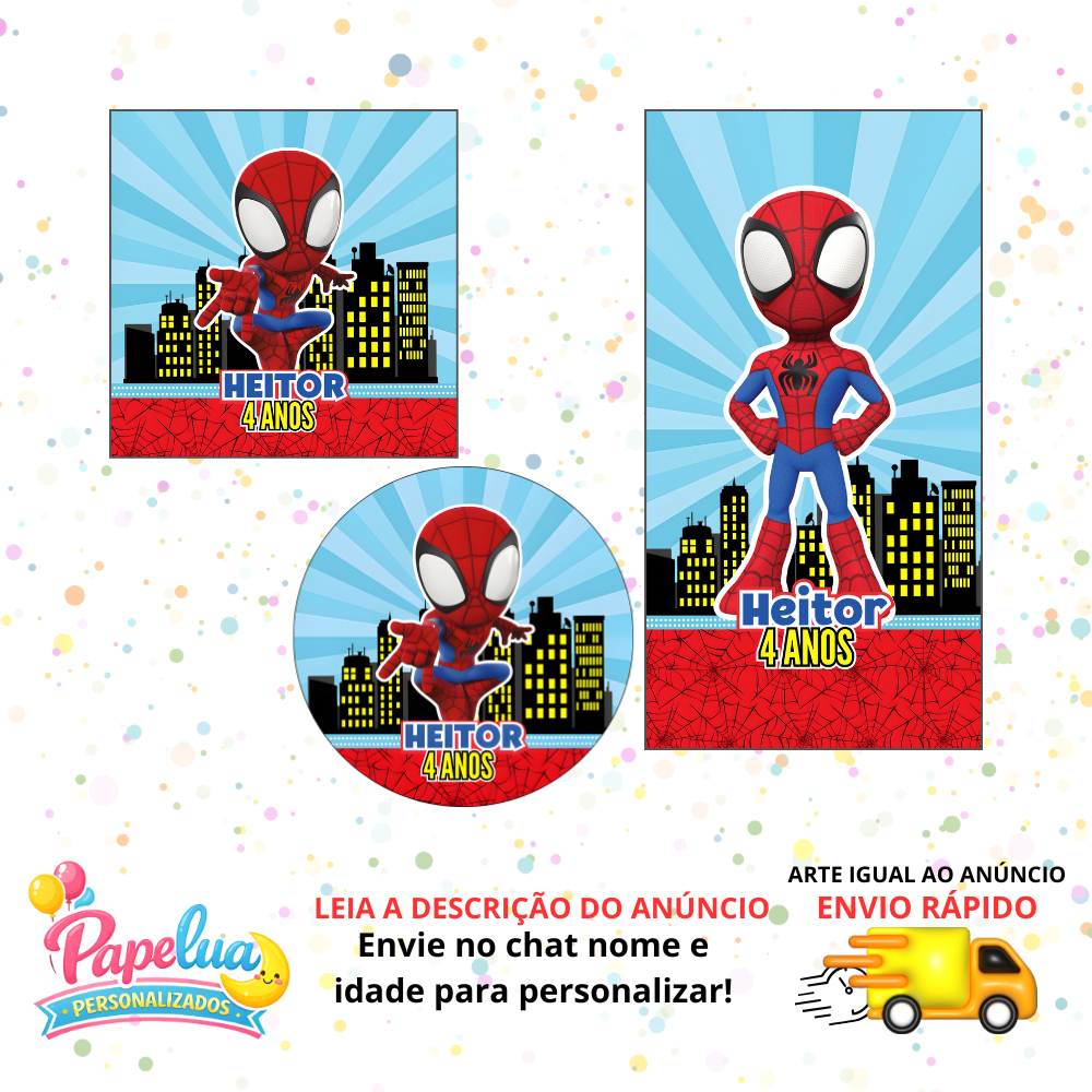 ADESIVOS HOMEM ARANHA PERSONALIZADOS (ENVIO RÁPIDO) - Lembrancinha Festa Infantil