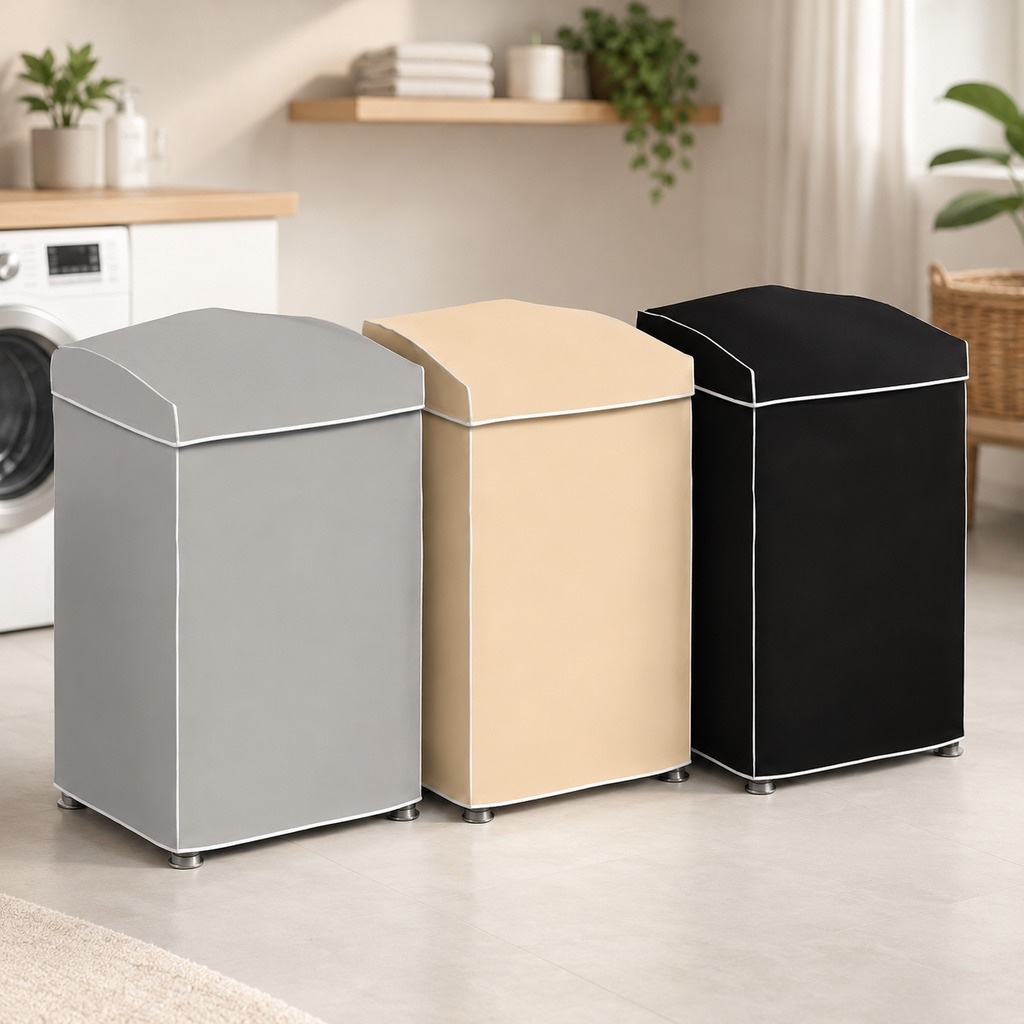 Capa Máquina Lavar PVC Com Tampa Impermeável Proteção Poeira Umidade Lavanderia Área Serviço P M G+