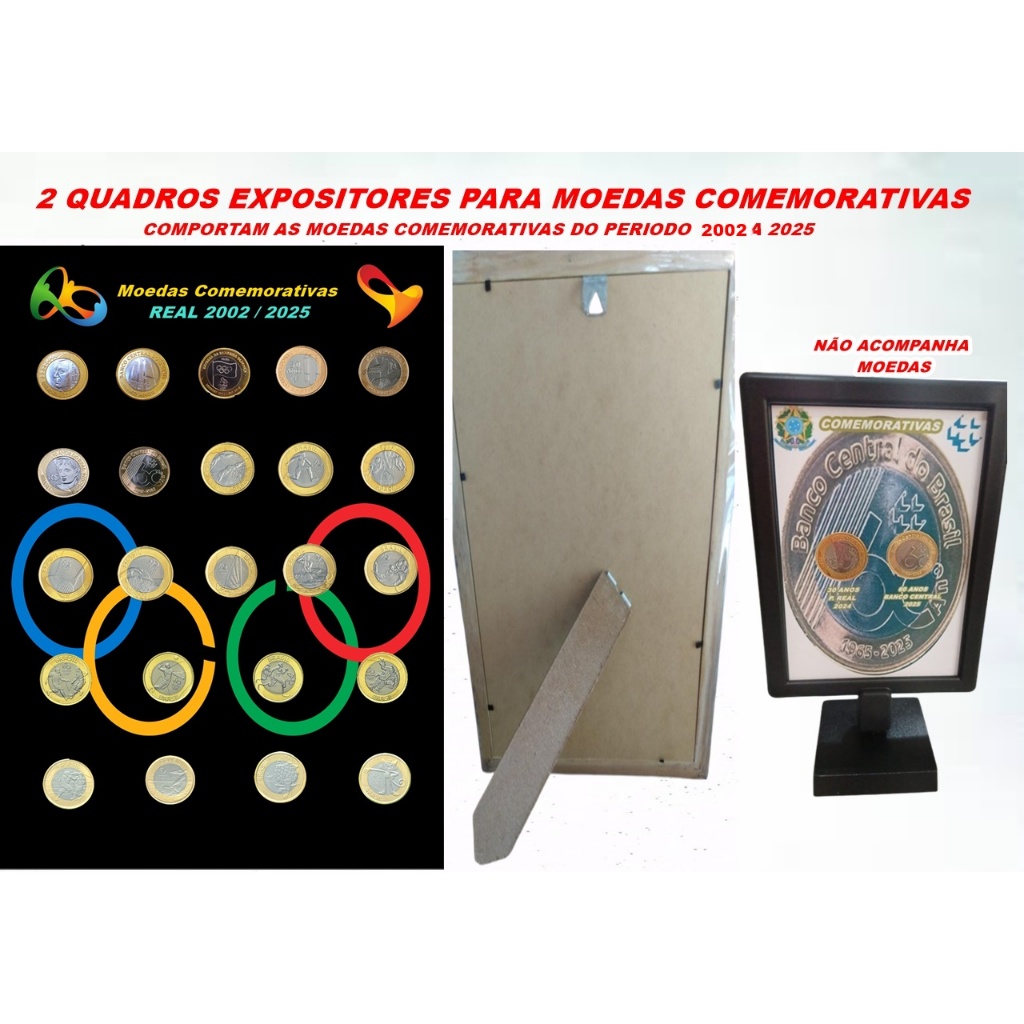 Porta moedas das olimpiadas Rio 2016 madeira c/ vidro  tamanho 21x30 + Quadro em acrílico 10x15