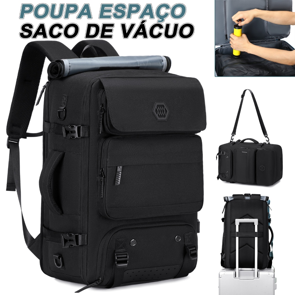 Grande Capacidade Mochila de Viagem Impermeável Compressão a Vácuo para Notebook com Compartimento Calçados Unissex