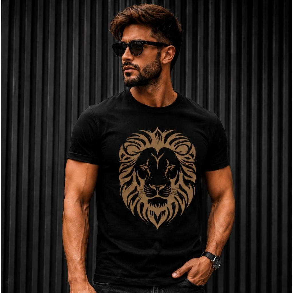 Camisa Masculina algodão Leão Estampado – Camisa Premium Algodão Estilo Moderno Casual Fashion