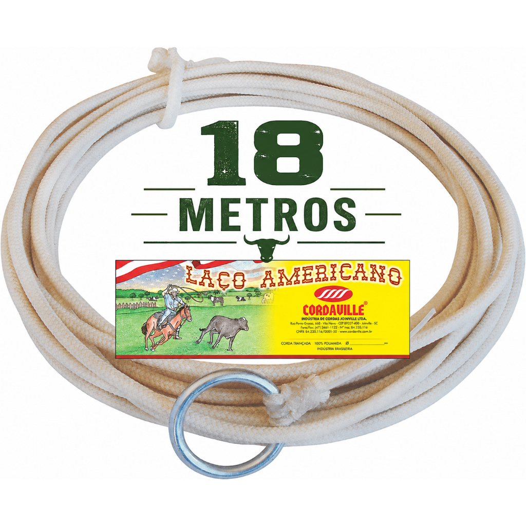 Laço Americano Boi Cavalo 18 metros Corda Profissional Campo Resinada Nylon boiadeiro  Cordavile