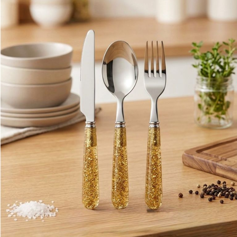 Kit Talheres Luxo Portátil com Estojo – Colher Garfo e Faca