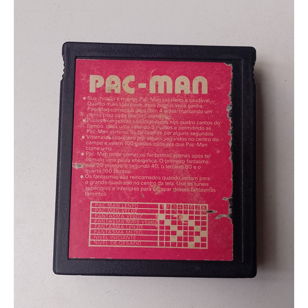 Cartucho 2 em 1 Dynacom - Pac-Man e Defender compatível com Atari 2600 - Funcionando - Usado
