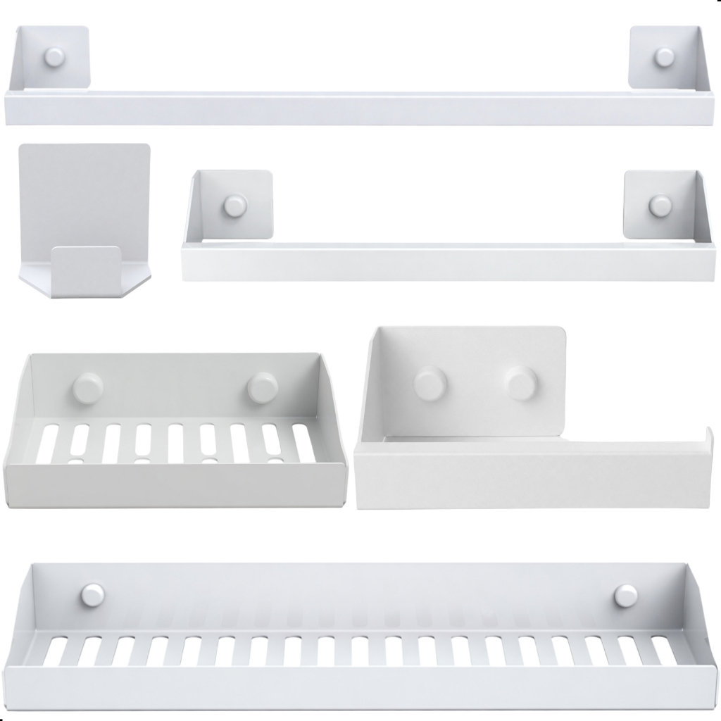 Kit Acessórios Para Banheiro Branco 6 Peças Master Slim DF
