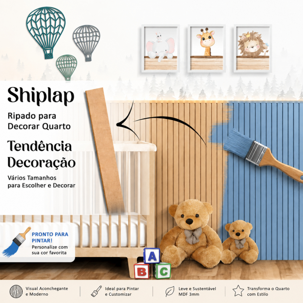 Kits 5, 10 e 15 Ripas Ripado Decorativo Shiplap retangular em MDF Cru 3mm - Decoraçao Quarto Madeira Painel Decorativo