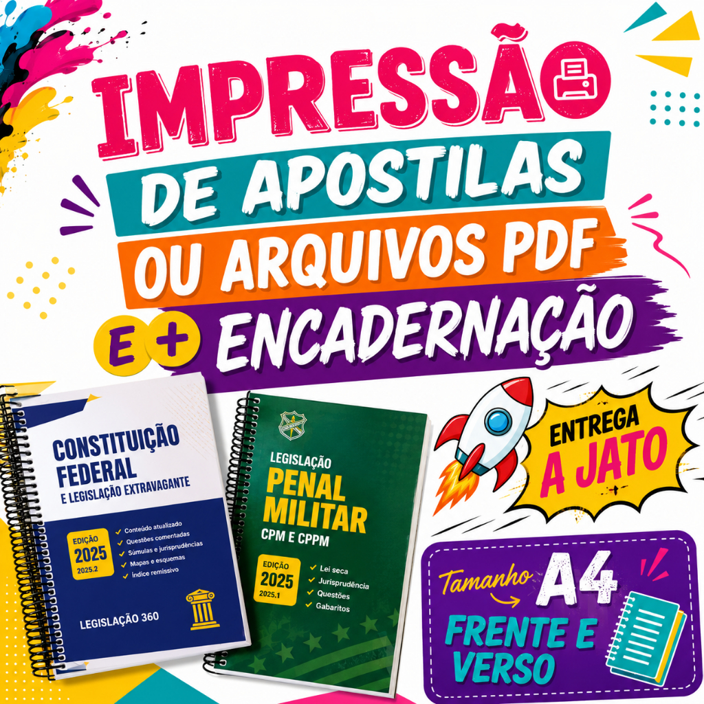 Impressão de Apostila A4 Até 500 Páginas Frente e Verso PB ou Colorida Encadernação Arquivo PDF