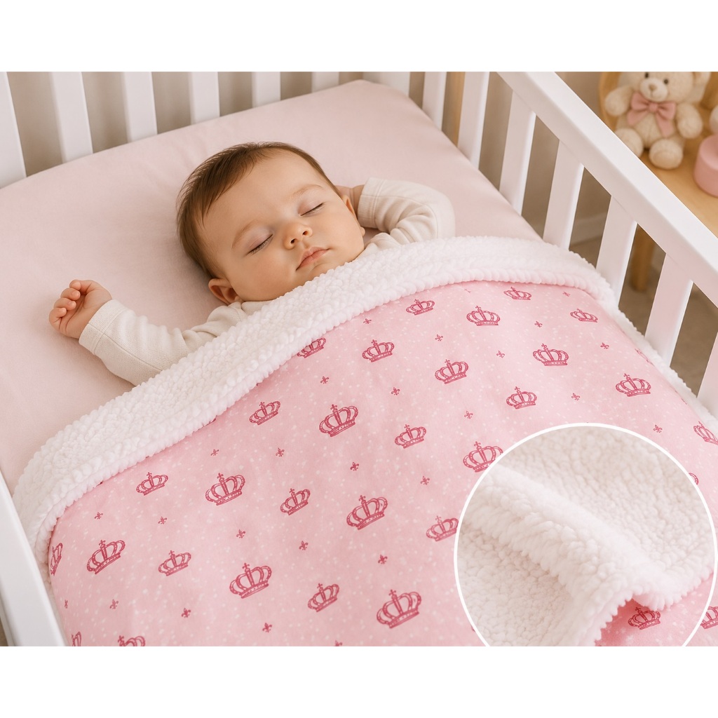 Manta Coberdrom coberta Bebê Menina Menino Dupla Inverno Coroa Bebê Enxoval de Bebe Roupa de Bebe