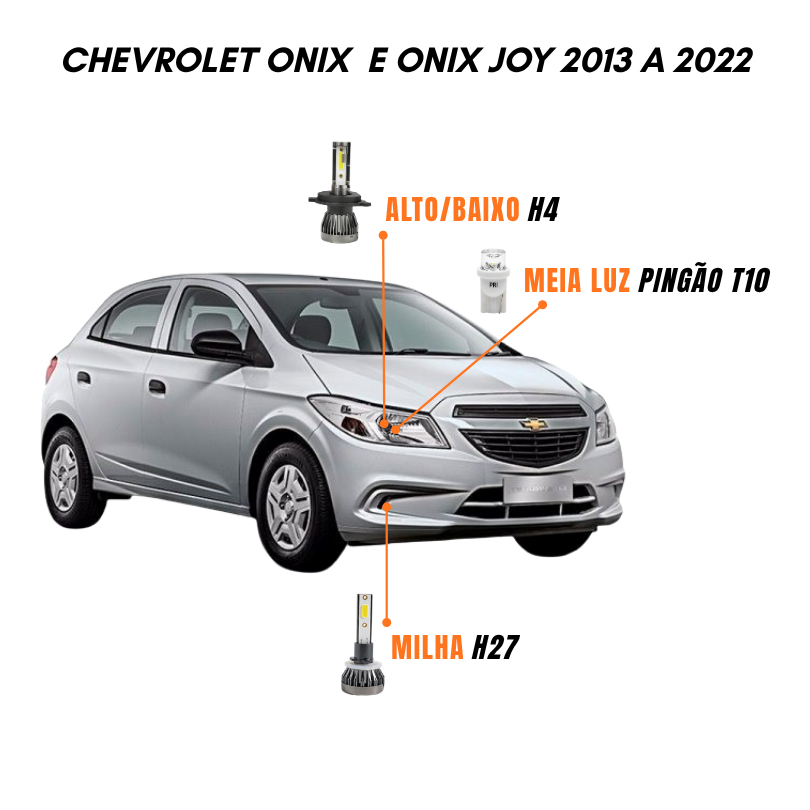 Kit Lâmpadas Farol LED Chevrolet Onix / Onix Joy 2013 a 2022 6500K Luz Branca – Y3