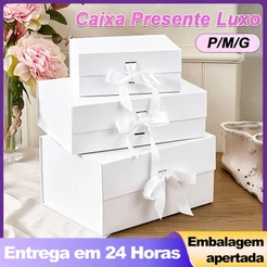 Caixa FlexBox Rígida de Papel com Imã e Cetim para Presente Presente de Aniversário e Festival para Amigos e Familiares