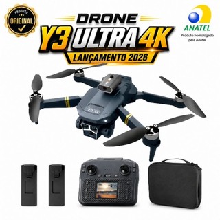 Drone Y3 Ultra Max 2 Baterias Sensor Obstáculos Profissional Sem Escova Brushless Portátil Câmera Tripla Tela Integrada