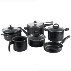 Jogo De Panelas 6 Peças Com Panela De Pressão 4,5L Preto