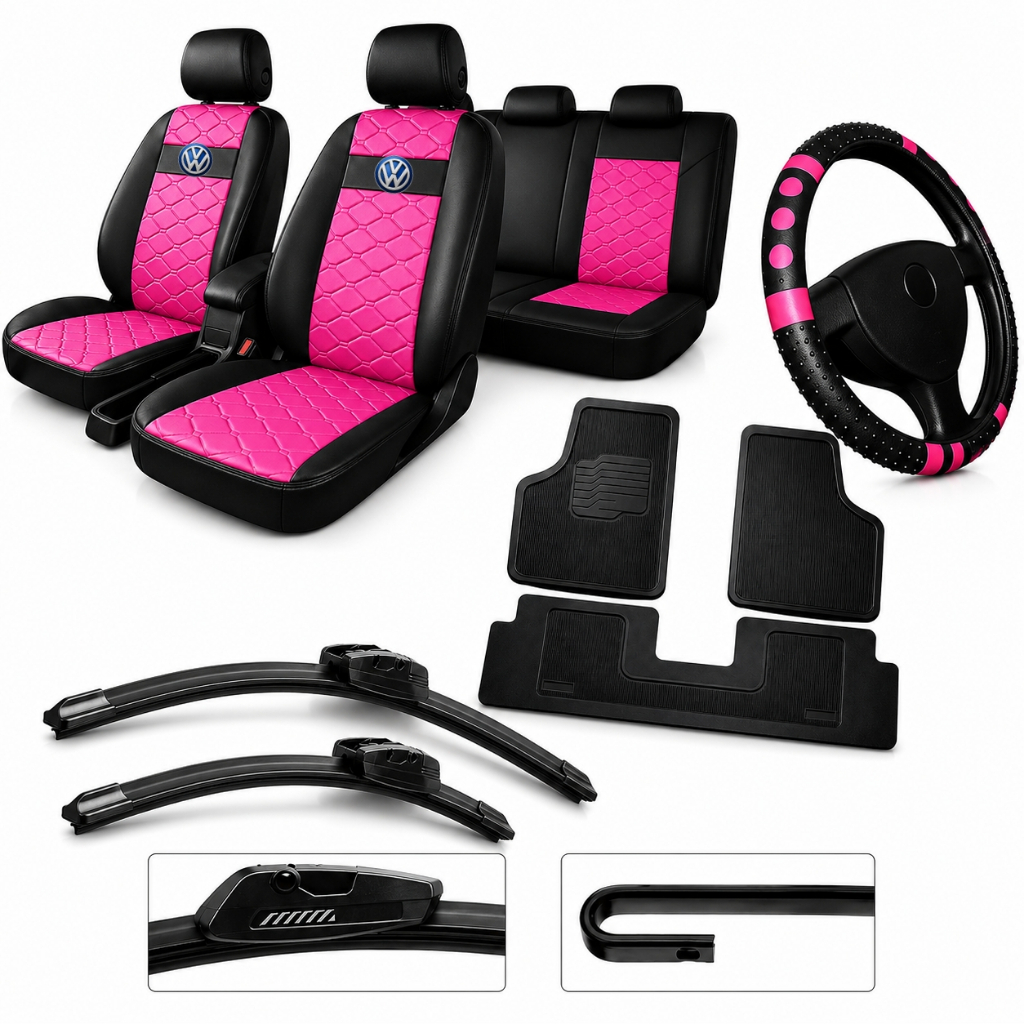 kit Capa de Banco TECIDO COURO DIAMANTE Gol G2 G3 G4 G5 tapete 3 peças volante palheta para-brisa