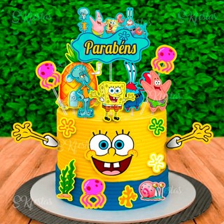 Topo Topper de Bob Esponja, Personalizado Decoração de festa, Aniversário, mêsversário - Premium