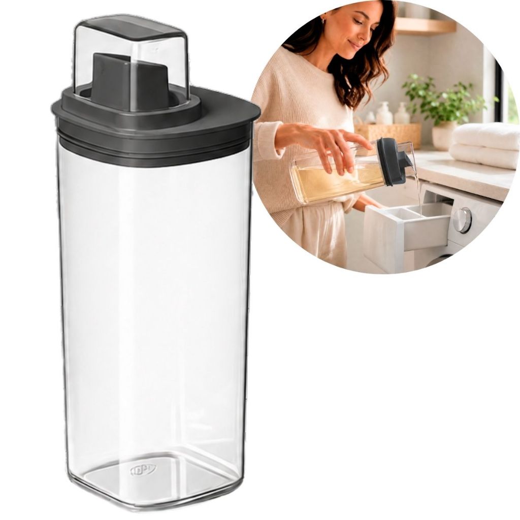 Dispenser Sabão Líquido e Amaciante 1,5L Quadrado com Dosador Lavanderia